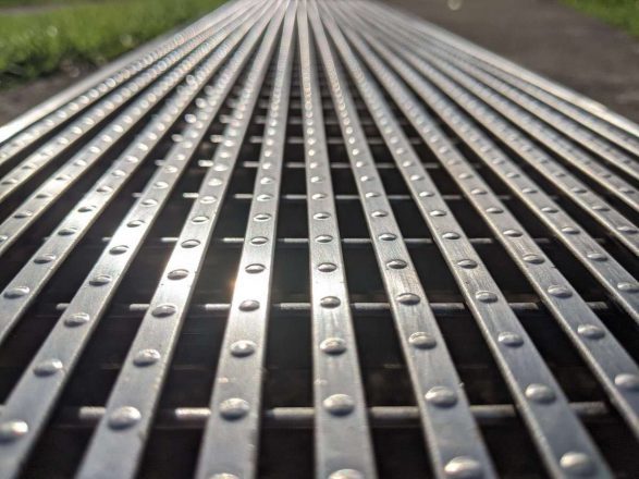 Stainless steel grate in ground