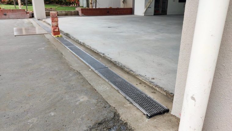 Photo of a trench drain and concrete