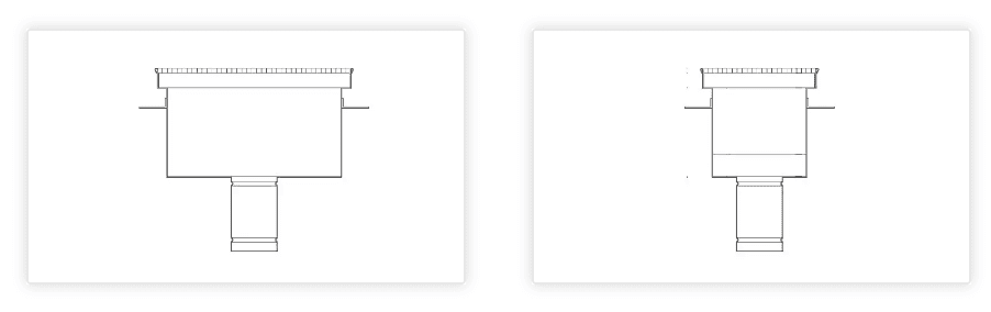 technical drawing of a point drain